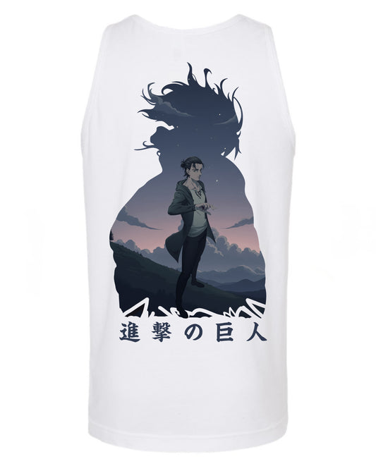 Eren Yeager 2 in 1 Tank Top - White